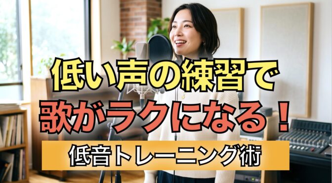スタジオで気持ちよく歌っている女性