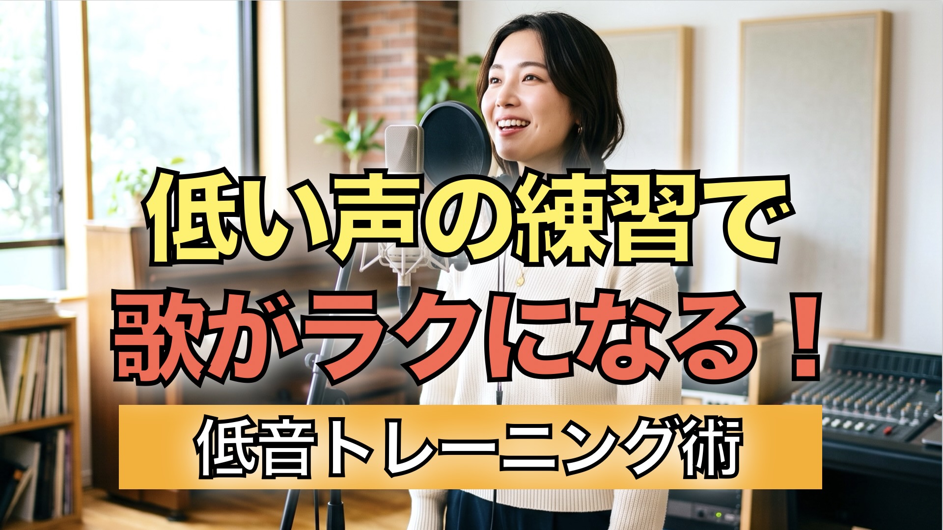 スタジオで気持ちよく歌っている女性