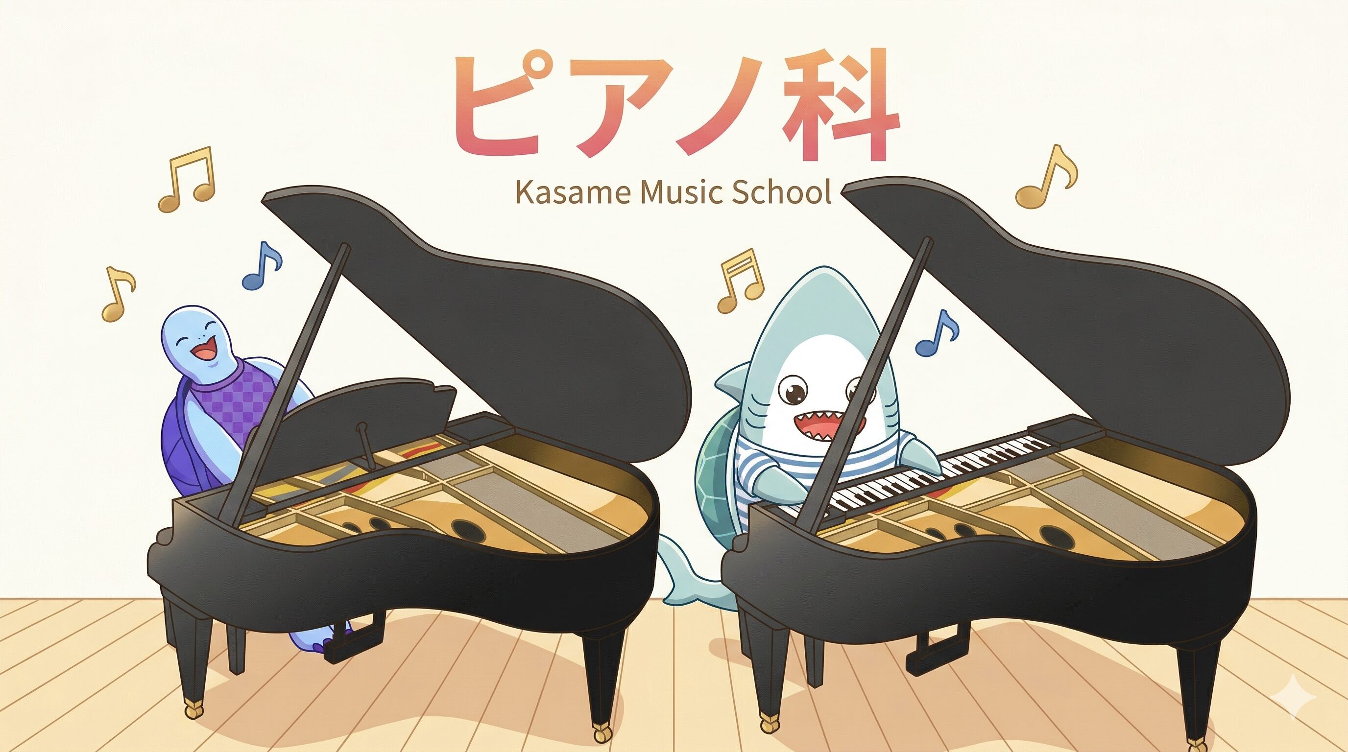 ピアノのレッスンをする講師と生徒