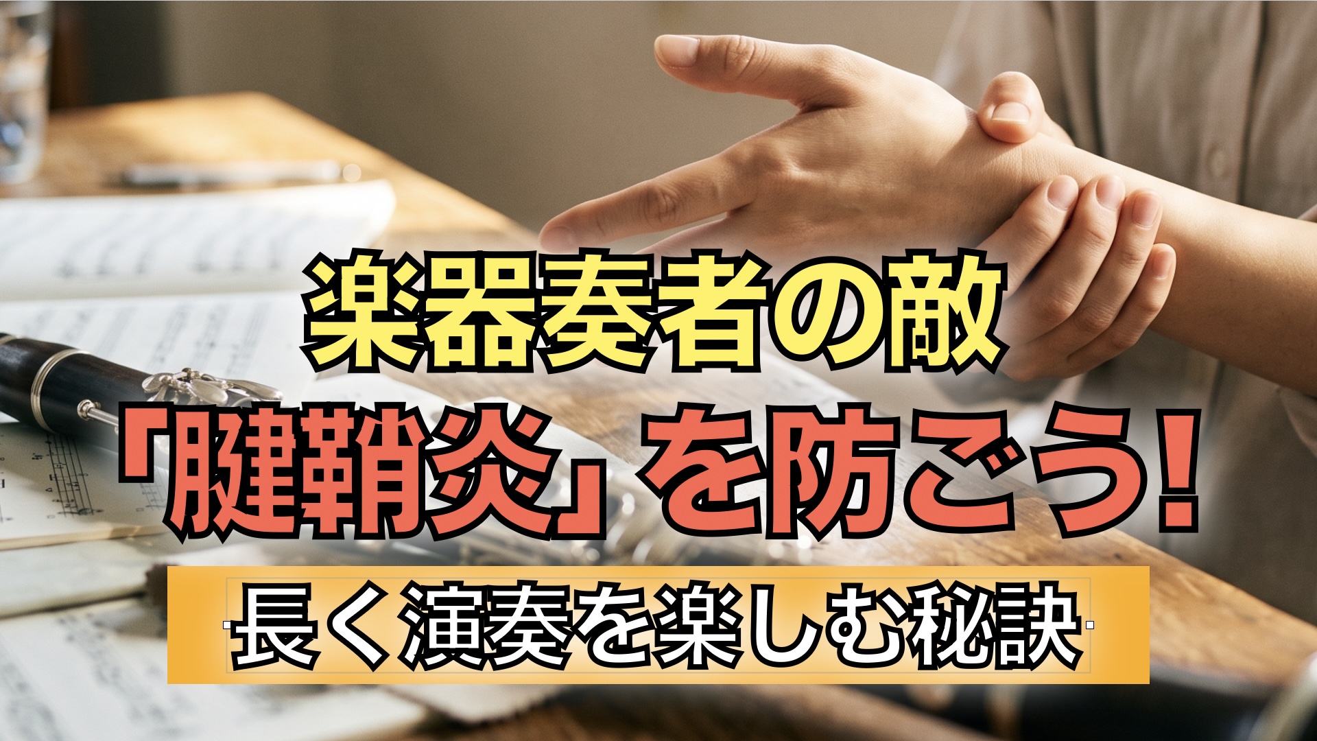 自分の手首や親指の付け根を優しくマッサージしている女性